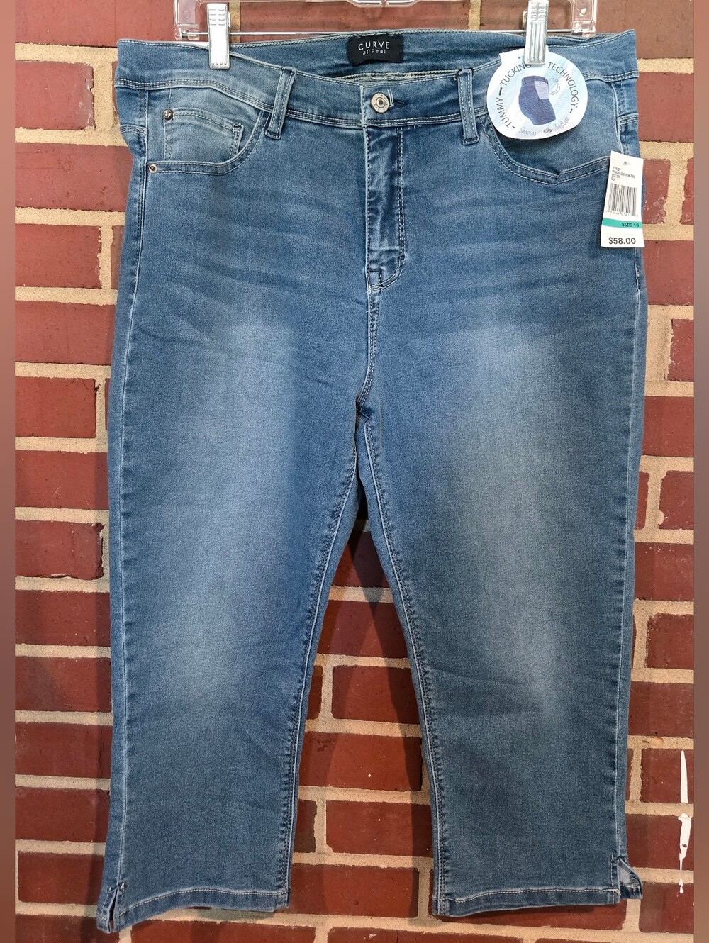 Curve Appeal Tummy Tucking Technology Cropped Straight Leg Jeans Size 16 33 NWT